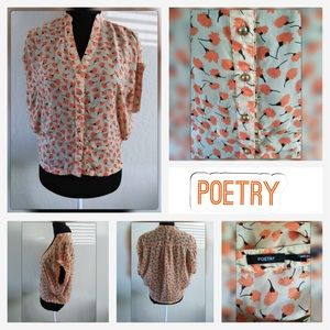 Poetry-Lightweight blouse with orange poppies szL